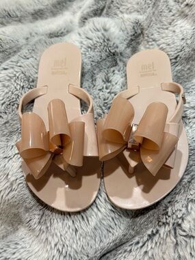 Mel by Melissa Blush Nude Bow Jelly Thong Sandals